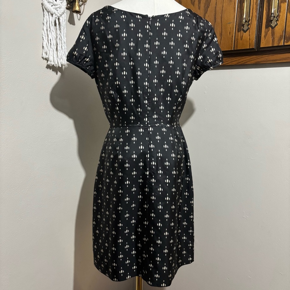 J. Crew Short Sleeve Silk Mini Dress Size 6 Abstract Polka Dots Print Scoop Neck - Picture 4 of 10